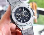 Replica Hublot Big Bang Black Dial Silver Bezel Perfume Rubber Watch 46MM